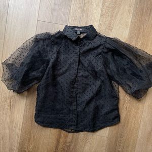 Black Top with Puffed Sleeves